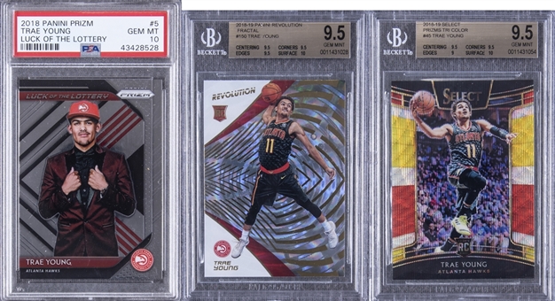 2018-19 Panini Trae Young Graded Rookie Cards Trio (3 Different) – All Graded GEM MINT